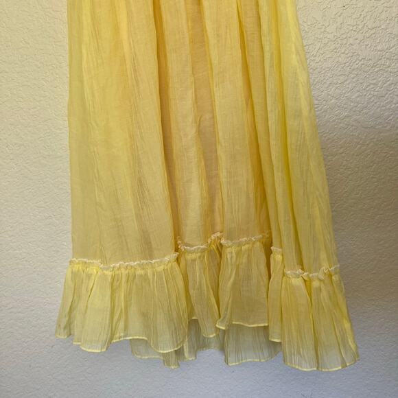 Billy J Halo Maxi Dress Lemon Yellow Polyester Ruffle Tiered Spaghetti Strap - Picture 11 of 14